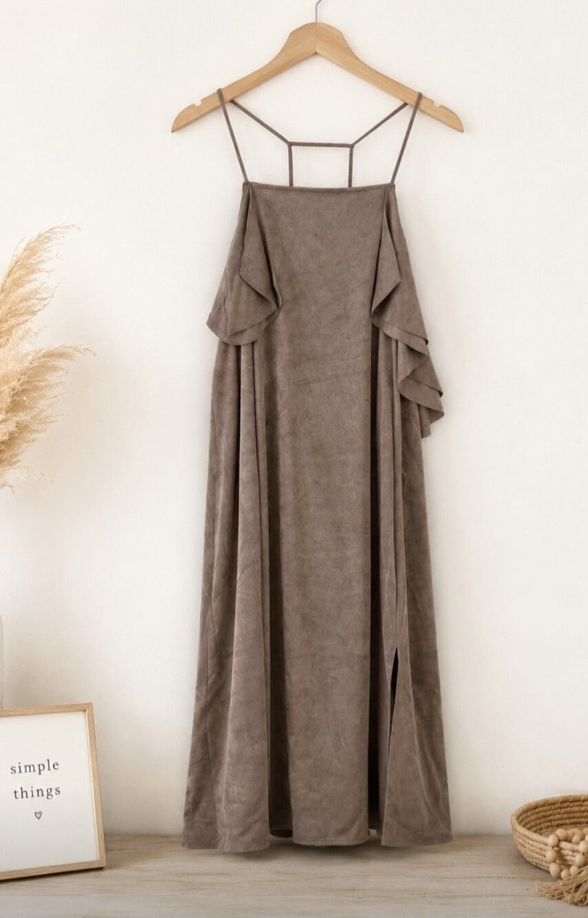 Zara Taupe Faux Suede Mini Dress M